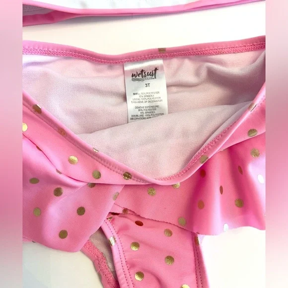 WETSUIT CLUB “Hello Summer” Pink Striped Kids Rashguard Set w/ Flowers Girls 3T - Picture 5 of 10